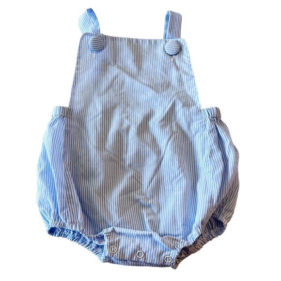 Honesty Blue Striped Sleeveless Bubble Romper - 12 Months - Picture 1 of 8